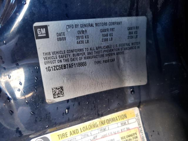 1G1ZC5EB7AF118866 - 2010 CHEVROLET MALIBU 1LT ლურჯი ფოტო 10