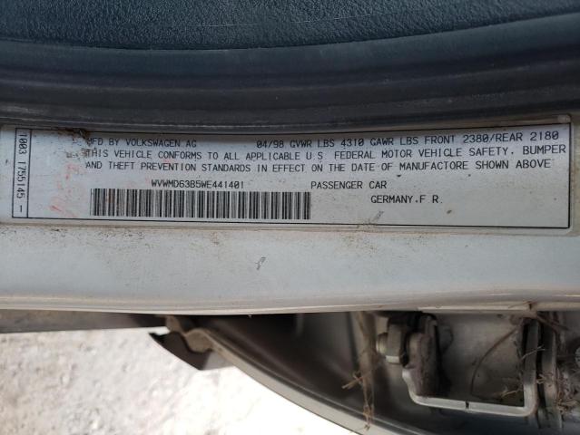 WVWMD63B5WE441401 - 1998 VOLKSWAGEN PASSAT GLS SILVER photo 10