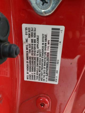 5J6YH28685L002806 - 2005 HONDA ELEMENT RED photo 10