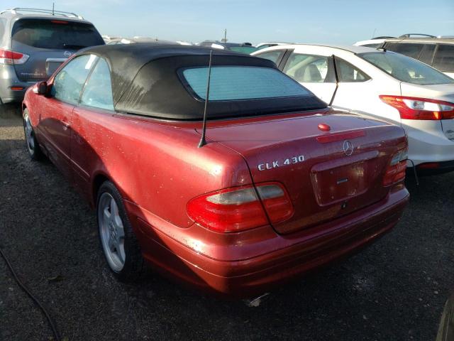 WDBLK70G23T141683 - 2003 MERCEDES-BENZ CLK 430 RED photo 3