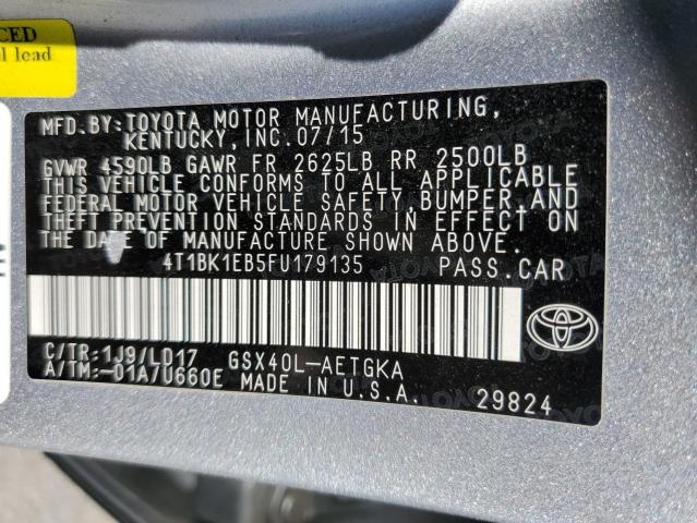 4T1BK1EB5FU179135 - 2015 TOYOTA AVALON XLE SILVER photo 10