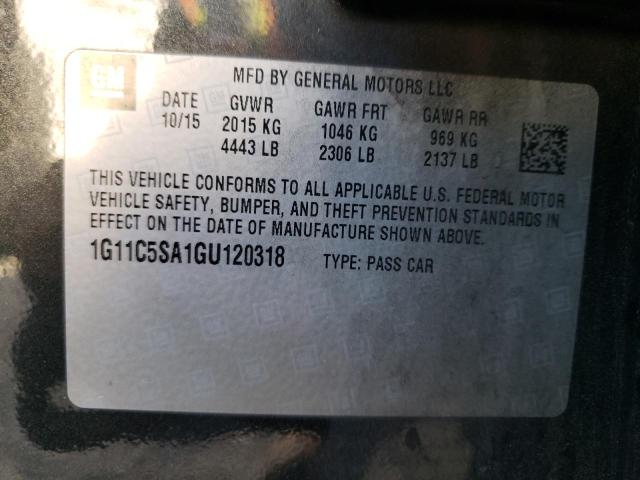 1G11C5SA1GU120318 - 2016 CHEVROLET MALIBU LIM 黑色 照片 10