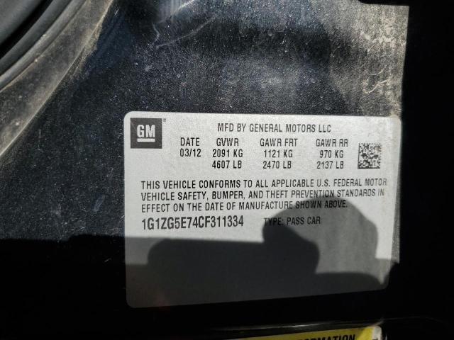 1G1ZG5E74CF311334 - 2012 CHEVROLET MALIBU LTZ შავი ფოტო 10