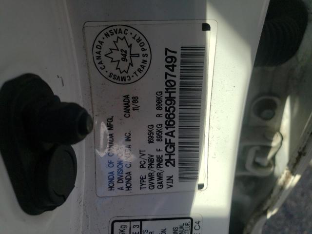 2HGFA16659H107497 - 2009 HONDA CIVIC LX-S أبيض صورة 10