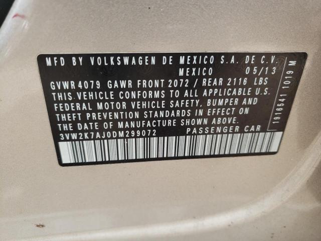 3VW2K7AJ0DM299072 - 2013 VOLKSWAGEN JETTA BASE BEIGE photo 10