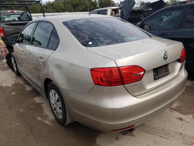 3VW2K7AJ0DM299072 - 2013 VOLKSWAGEN JETTA BASE BEIGE photo 3
