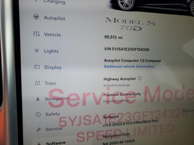 5YJSA1E23GF124328 - 2016 TESLA MODEL S Սև լուսանկար 8