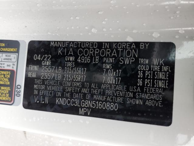 KNDCC3LG8N5160880 - 2022 KIA NIRO S WHITE photo 10