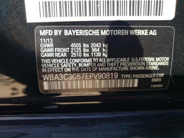 WBA3C3C57EPV90819 - 2014 BMW 320 I XDRI BLACK photo 10