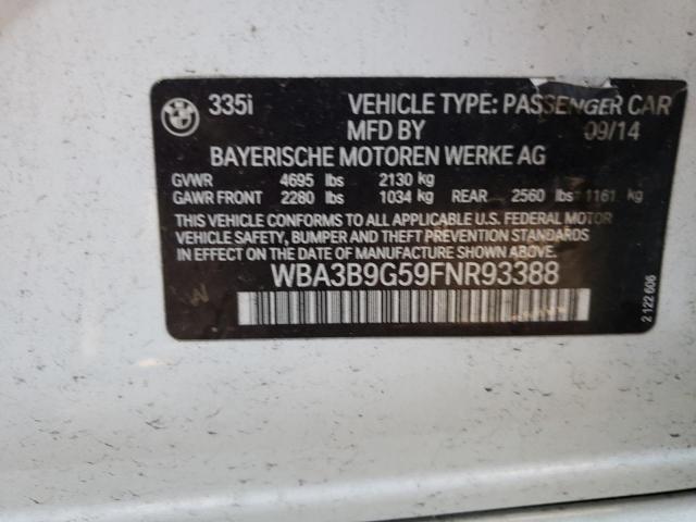WBA3B9G59FNR93388 - 2015 BMW 335 XI WHITE photo 10