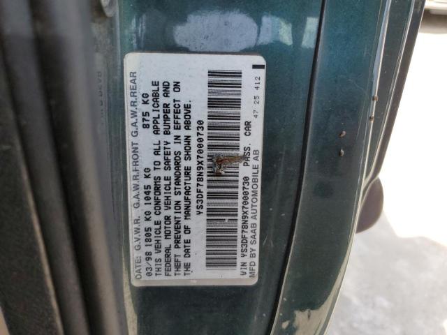 YS3DF78N9X7000730 - 1999 SAAB 9-3 SE GREEN photo 10