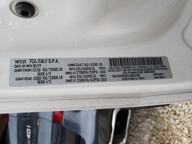 ZFBERFAB2J6K04492 - 2018 RAM PROMASTER WHITE photo 10