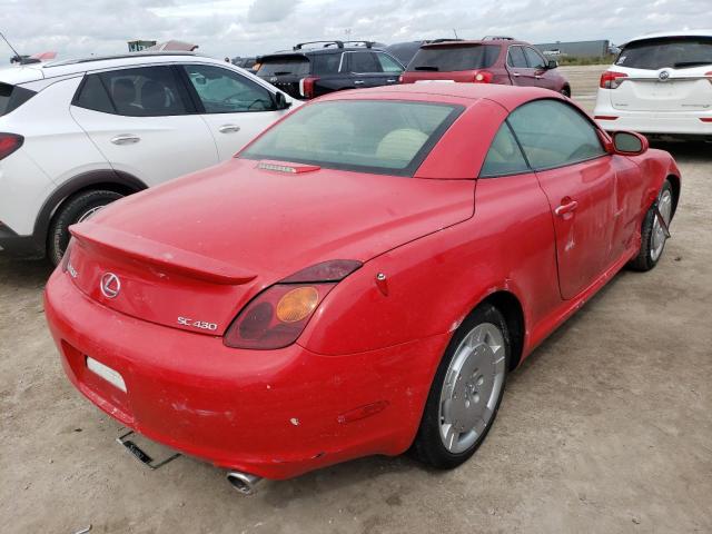 JTHFN48Y440061143 - 2004 LEXUS SC 430 RED photo 4