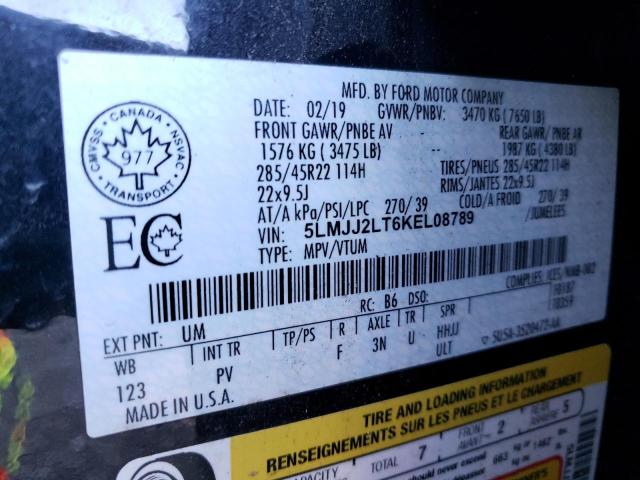 5LMJJ2LT6KEL08789 - 2019 LINCOLN NAVIGATOR 黑色 照片 10