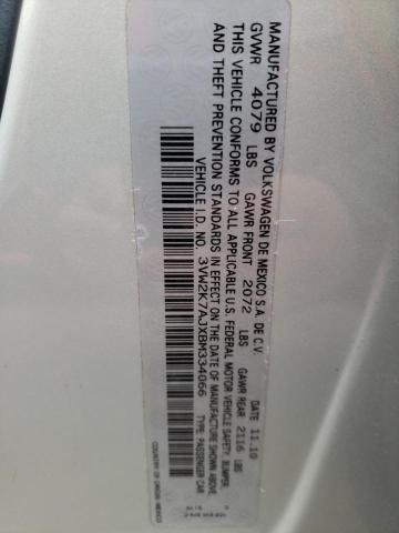 3VW2K7AJXBM334066 - 2011 VOLKSWAGEN JETTA BASE 银色 照片 10