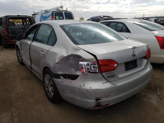 3VW2K7AJXBM334066 - 2011 VOLKSWAGEN JETTA BASE 银色 照片 3