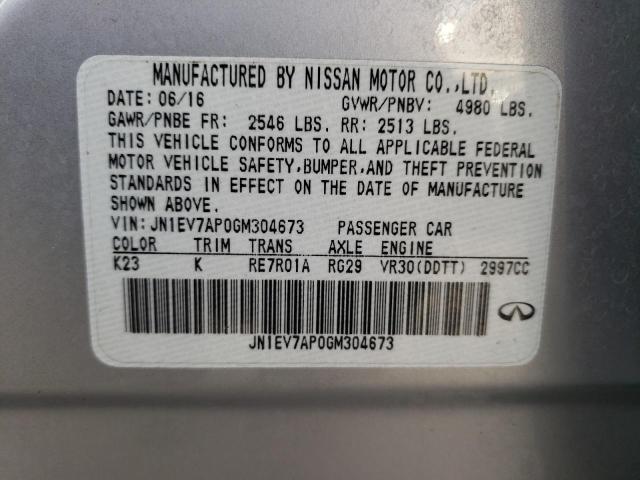 JN1EV7AP0GM304673 - 2016 INFINITI Q50 PREMIU SILVER photo 10