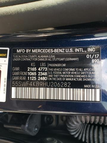 55SWF4KB9HU206282 - 2017 MERCEDES-BENZ C 300 4MAT BLUE photo 10