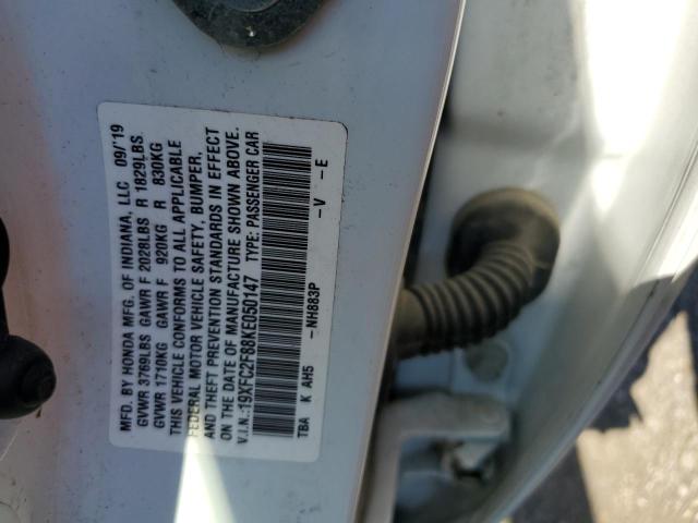 19XFC2F88KE050147 - 2019 HONDA CIVIC SPOR 白色 照片 10