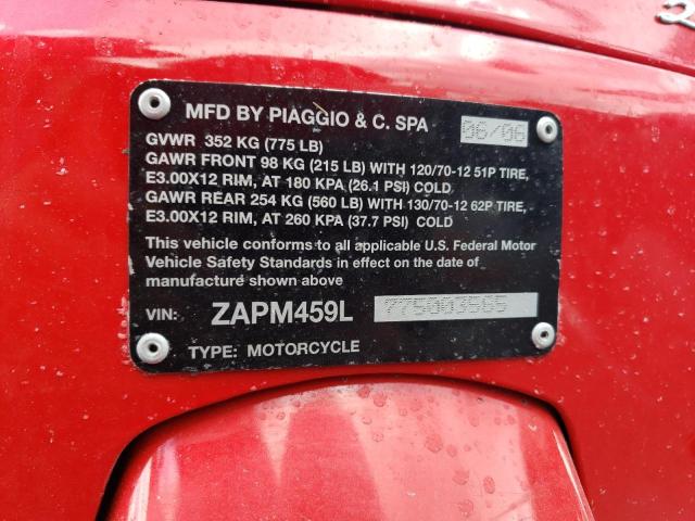 ZAPM459L775003585 - 2007 VESPA GTS 250 RED photo 10