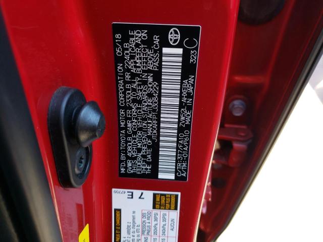 JTDKARFP1J3084229 - 2018 TOYOTA PRIUS PRIM 红色 照片 10