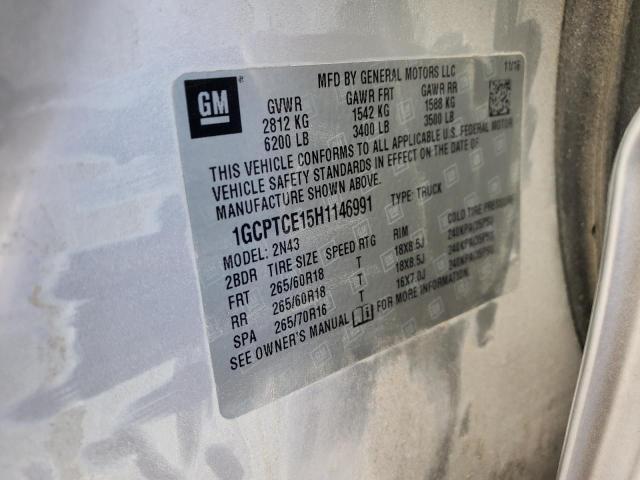 1GCPTCE15H1146991 - 2017 CHEVROLET COLORADO L SILVER photo 10