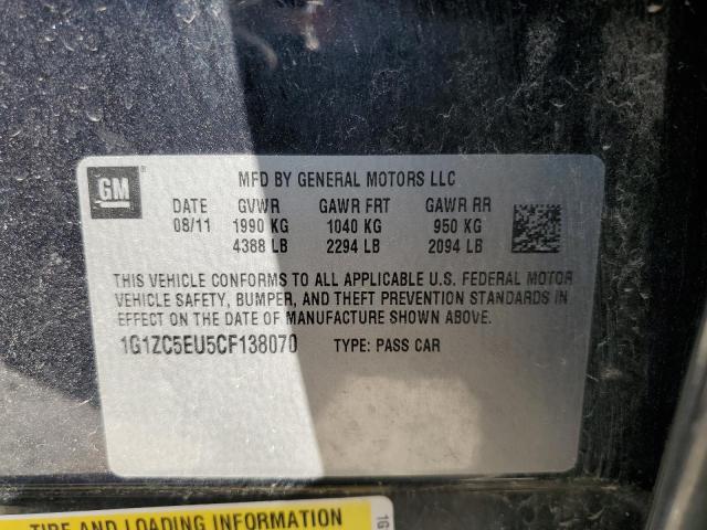 1G1ZC5EU5CF138070 - 2012 CHEVROLET MALIBU 1LT შავი ფოტო 10