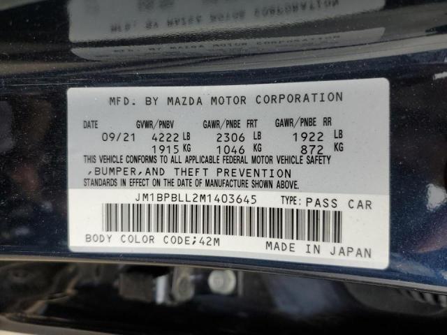 JM1BPBLL2M1403645 - 2021 MAZDA 3 PREFERRE BLUE photo 10