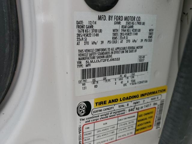 5LMJJ3JT2FEJ06322 - 2015 LINCOLN NAVIGATOR 白色 照片 10