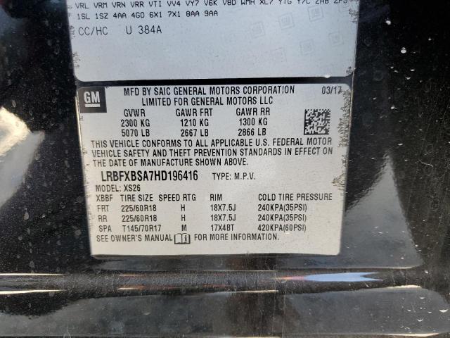 LRBFXBSA7HD196416 - 2017 BUICK ENVISION E შავი ფოტო 10