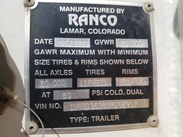 1UNSD3638NR168907 - 2022 UTILITY TRAILER Սպիտակ լուսանկար 10