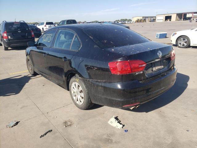 3VW1K7AJ3CM361204 - 2012 VOLKSWAGEN JETTA BASE أسود صورة 3