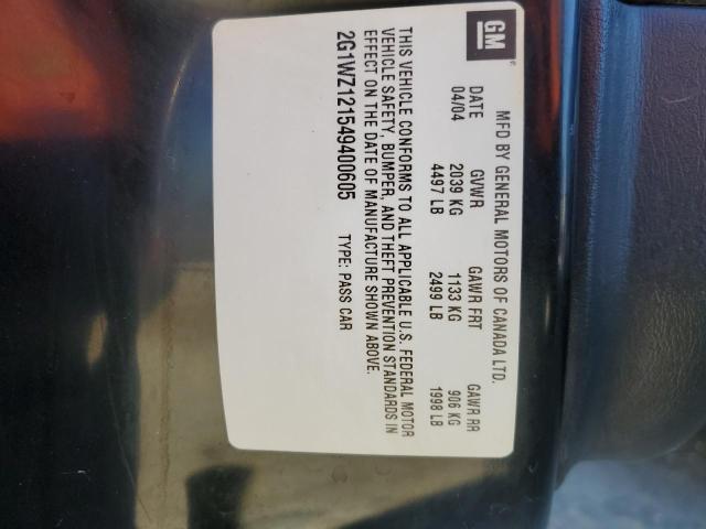 2G1WZ121549400605 - 2004 CHEVROLET MONTE CARL 黑色 照片 10