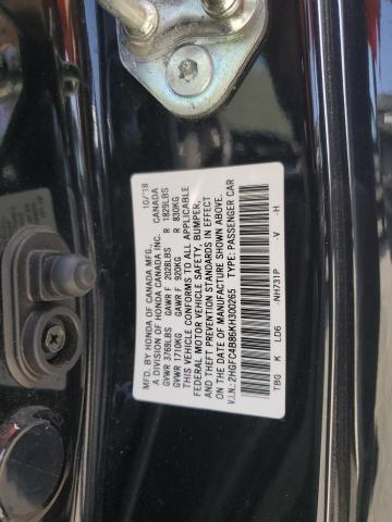 2HGFC4B86KH300265 - 2019 HONDA CIVIC SPOR BLACK photo 10