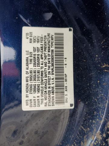 5FNRL38635B097096 - 2005 HONDA ODYSSEY EX BLUE photo 10