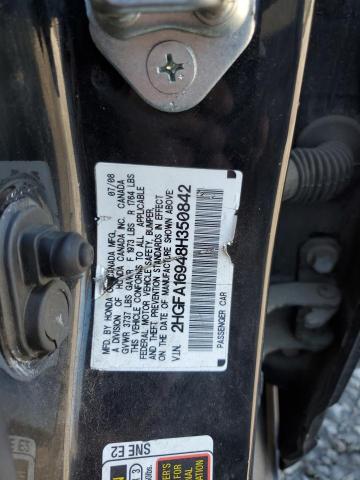 2HGFA16948H350842 - 2008 HONDA CIVIC EXL 黑色 照片 10