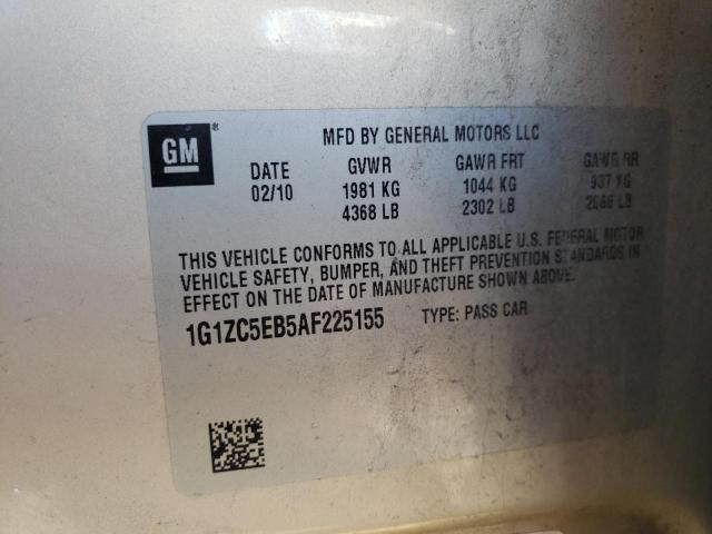 1G1ZC5EB5AF225155 - 2010 CHEVROLET MALIBU 1LT თაფლისფერი ფოტო 10