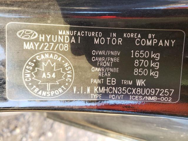 KMHCN35CX8U097257 - 2008 HYUNDAI ACCENT BAS BLACK photo 10