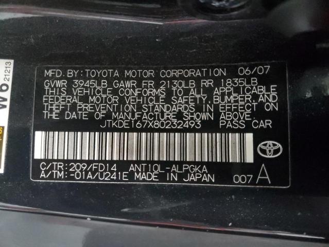 JTKDE167X80232493 - 2008 TOYOTA SCION TC ნაცრისფერი ფოტო 10