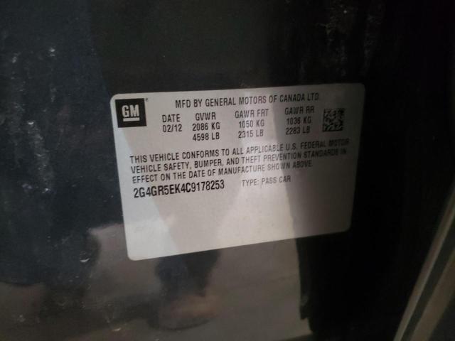 2G4GR5EK4C9178253 - 2012 BUICK REGAL BLACK photo 10