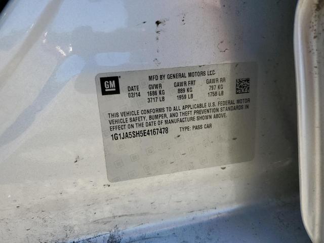 1G1JA5SH5E4167478 - 2014 CHEVROLET SONIC LS SILVER photo 10