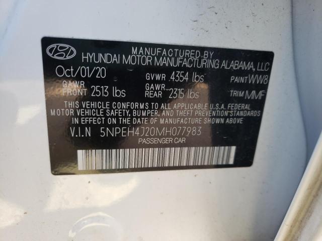 5NPEH4J20MH077983 - 2021 HYUNDAI SONATA LIM WHITE photo 12