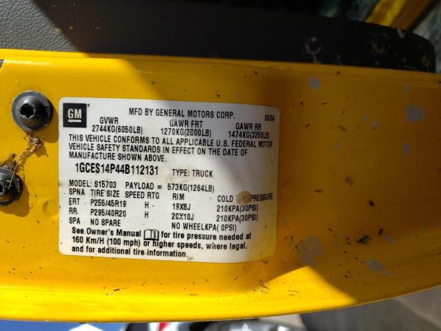 1GCES14P44B112131 - 2004 CHEVROLET SSR 黄色 照片 10