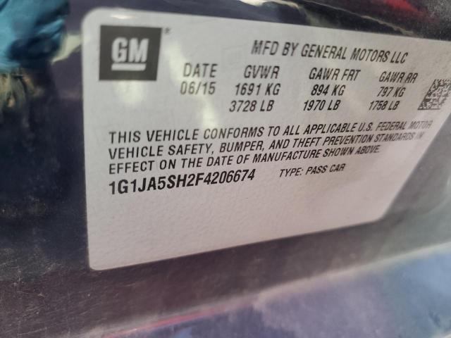 1G1JA5SH2F4206674 - 2015 CHEVROLET SONIC LS BLUE photo 10