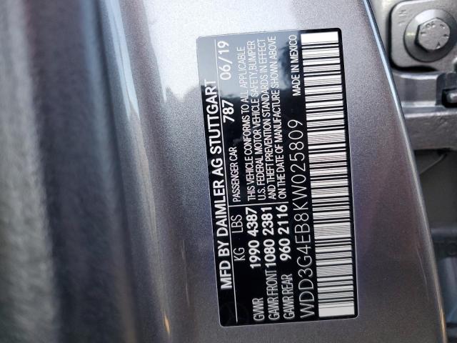 WDD3G4EB8KW025809 - 2019 MERCEDES-BENZ A 220 GRAY photo 10