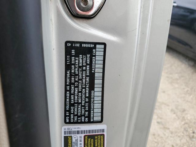 WVWBW7AH2CV015093 - 2012 VOLKSWAGEN EOS KOMFOR 银色 照片 10
