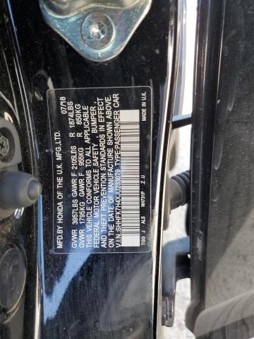 SHHFK7H4XJU233079 - 2018 HONDA CIVIC SPOR BLACK photo 10