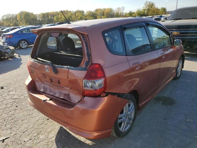 JHMGD38687S008826 - 2007 HONDA FIT S ORANGE photo 4