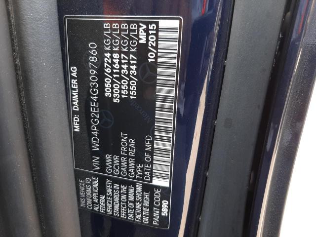 WD4PG2EE4G3097860 - 2016 MERCEDES-BENZ METRIS BLUE photo 10