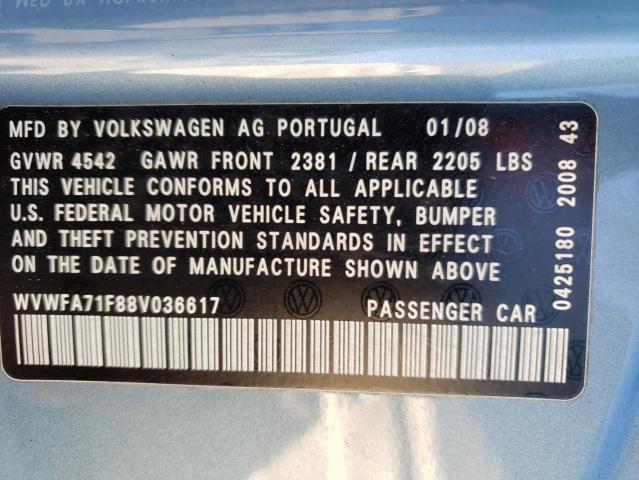 WVWFA71F88V036617 - 2008 VOLKSWAGEN EOS LUX 蓝色 照片 10